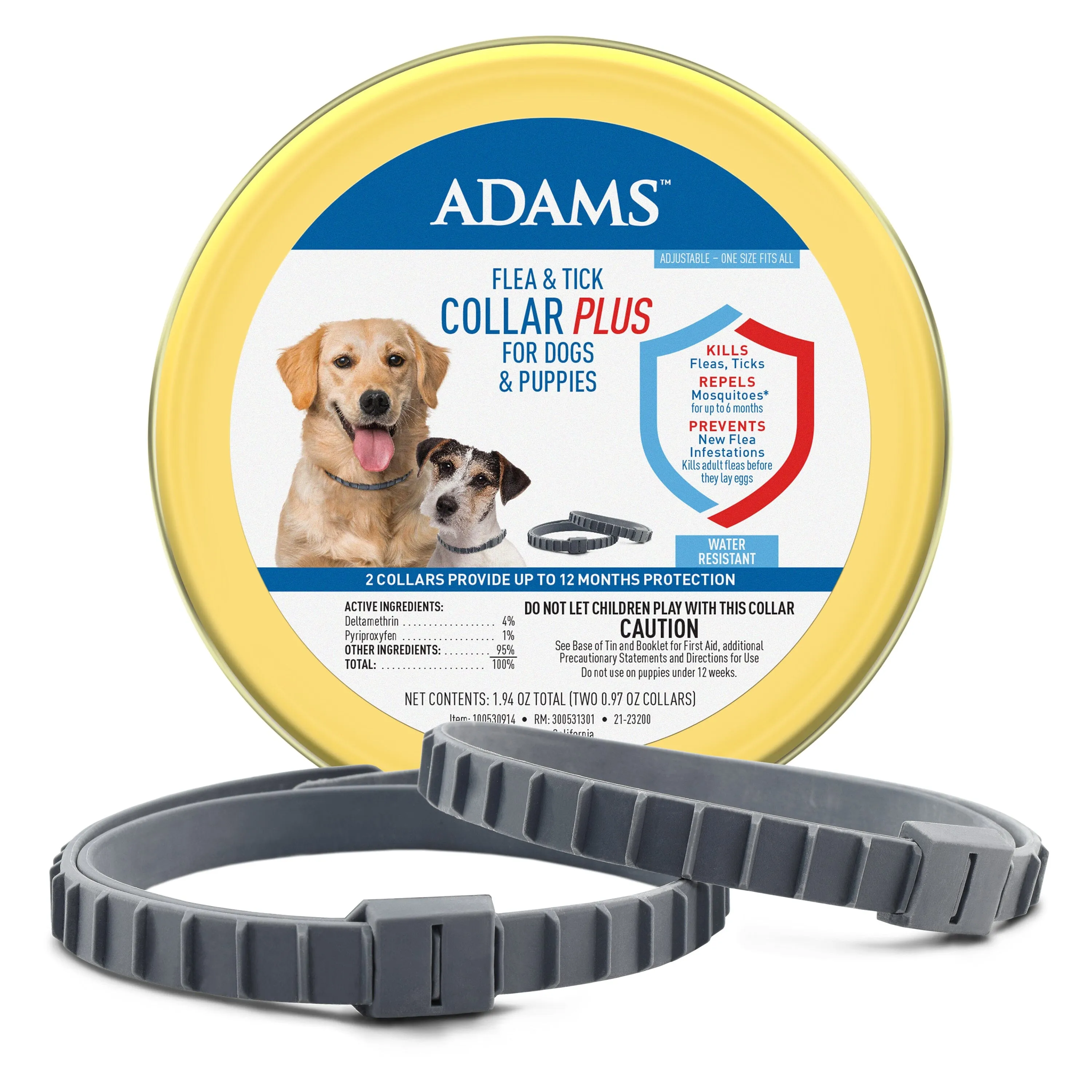 Adams Flea & Tick Collar Plus for Dogs and Puppies - 2 Pack