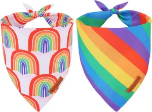 ADOGGYGO Rainbow Dog Bandana, Multi Size Offered, Rainbow Bandanas for Medium Large Dogs Pets (Large)