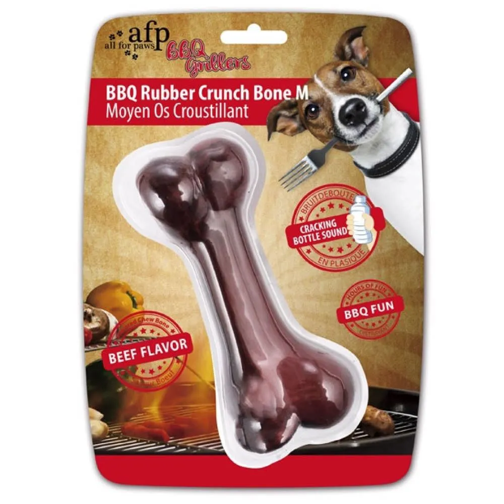 All For Paws BBQ Rubber Crunch Bone Dog Toy