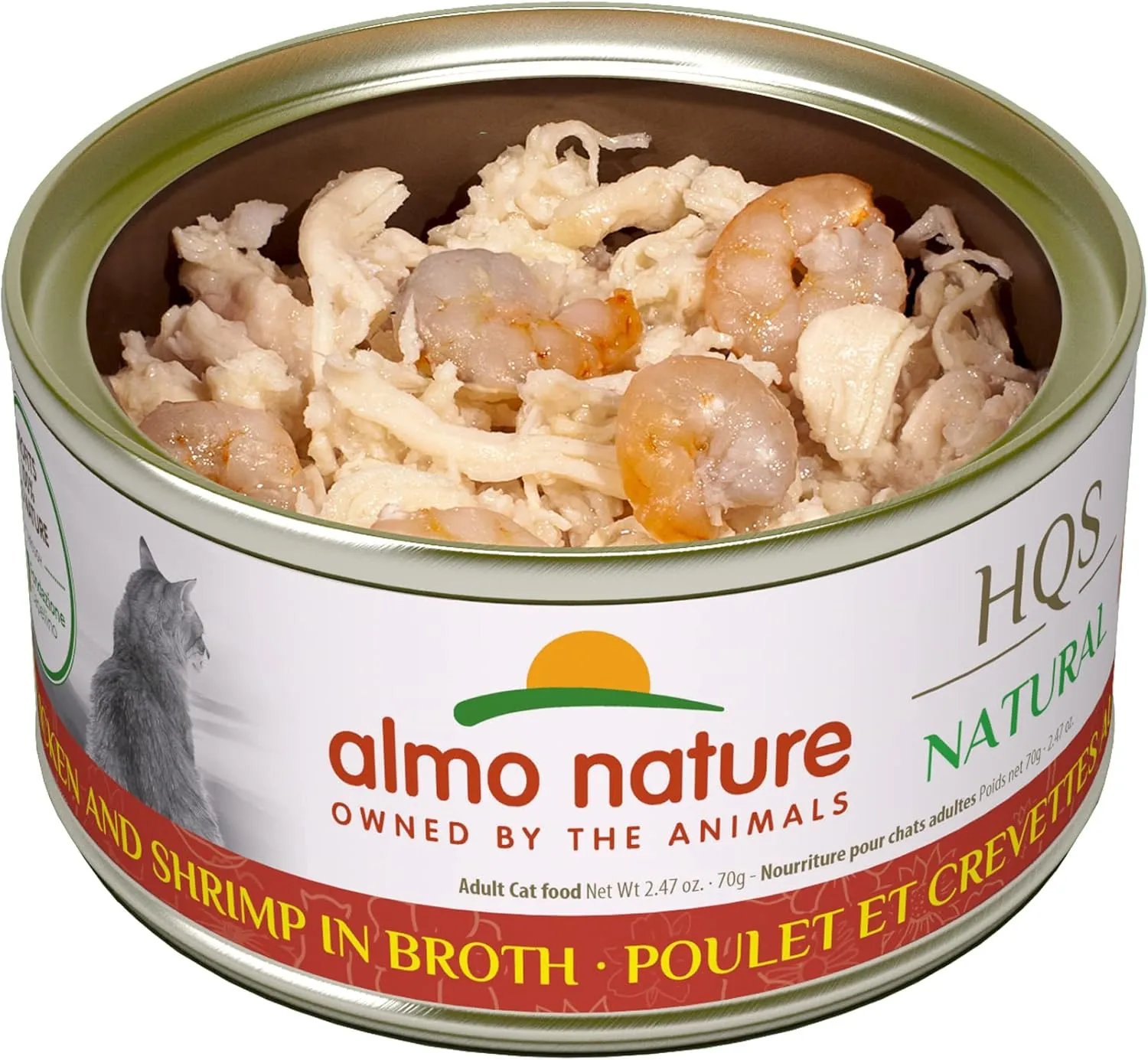 almo nature HQS Natural Wet Cat Food Chicken and Shrimp in Broth 2.47 oz (Pack of 24)