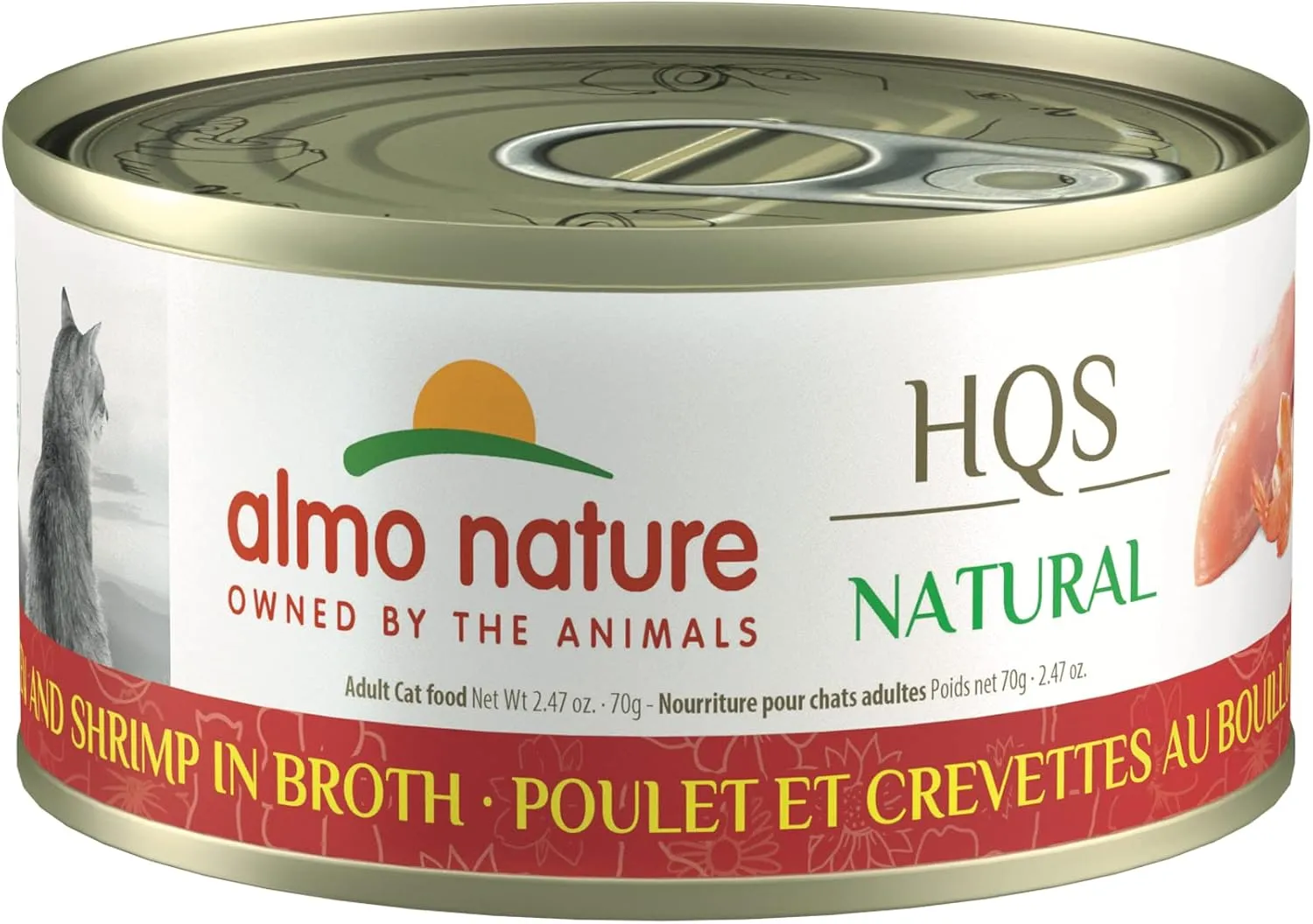 almo nature HQS Natural Wet Cat Food Chicken and Shrimp in Broth 2.47 oz (Pack of 24)