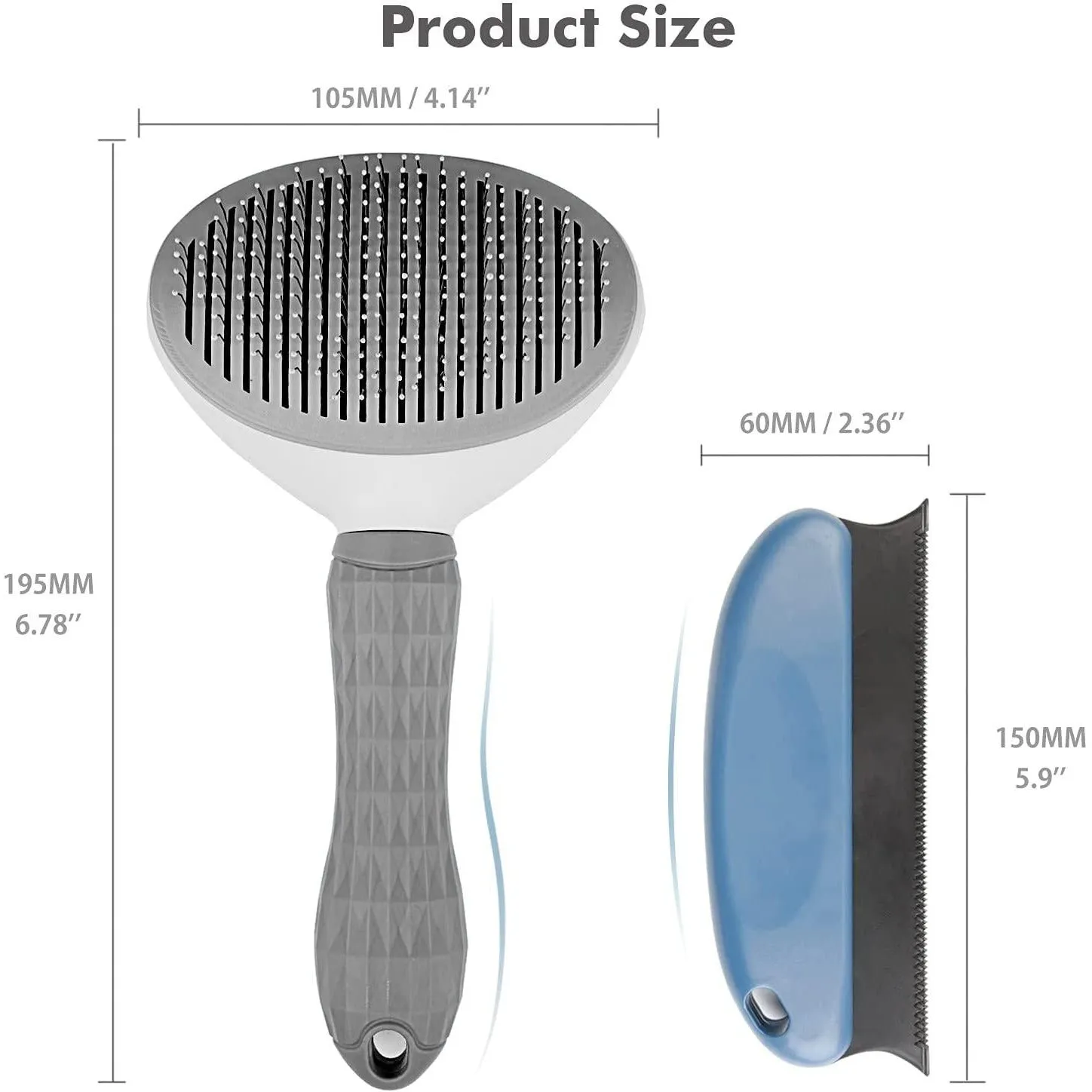Aumuca Cat Brush and Dog Brush with Long or Short Hair Self Cleaning  (Gray)