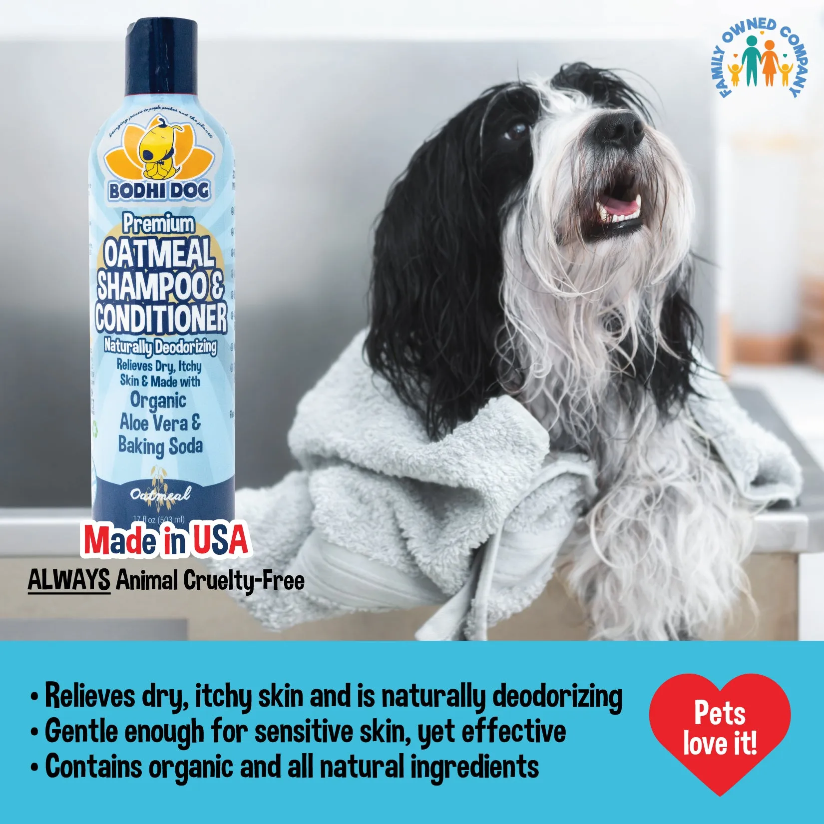 Bodhi Dog Oatmeal Shampoo & Conditioner | Naturally Deodorize Dogs, Cats & Pets with Organic Ingredients | Soothes and Moisturizes Dry, Itchy Skin | Vet Approved | Made in USA (Oatmeal)