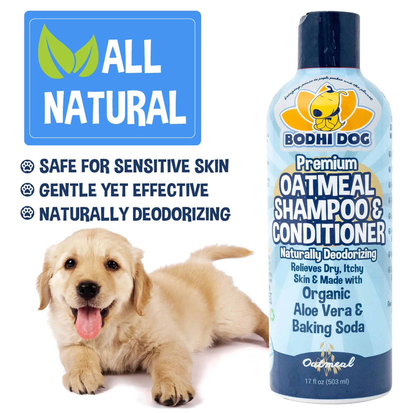 Bodhi Dog Oatmeal Shampoo & Conditioner | Naturally Deodorize Dogs, Cats & Pets with Organic Ingredients | Soothes and Moisturizes Dry, Itchy Skin | Vet Approved | Made in USA (Oatmeal)