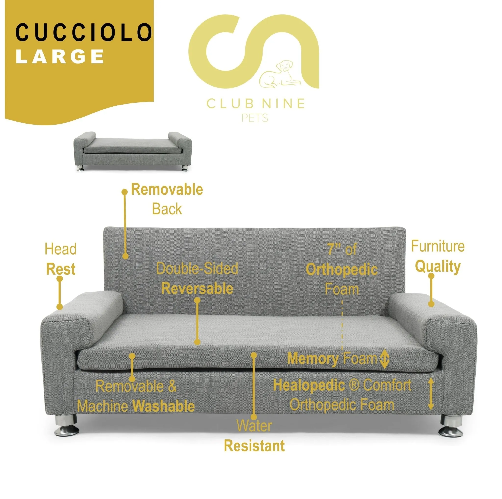 Club Nine Pets Cuccilo Orthopedic Dog Bed in Iron