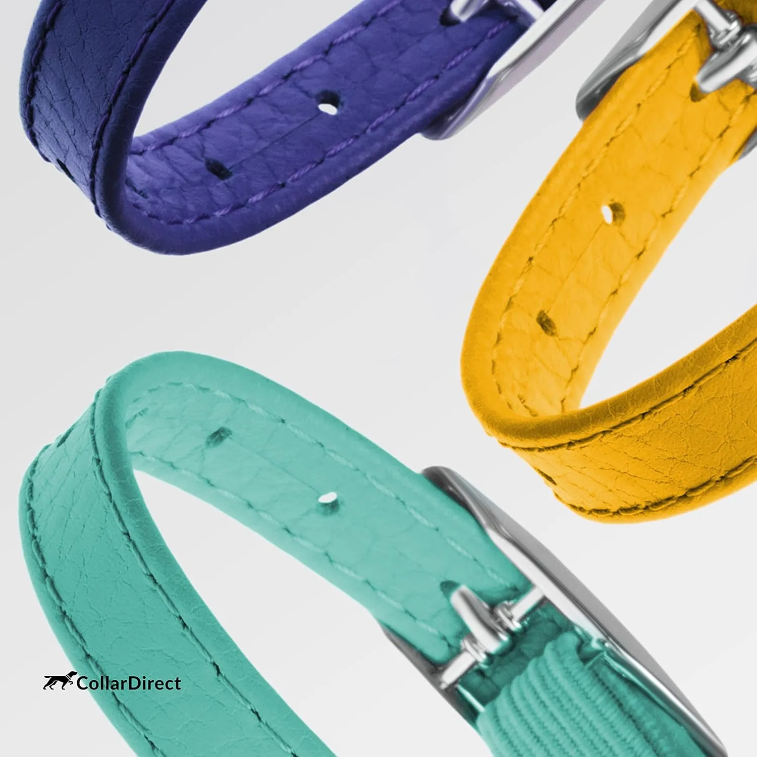 CollarDirect Leather Cat Collar with Removable Bell  Safety Kitten Collar with Elastic Strap (Yellow, 15 - 18 cm)