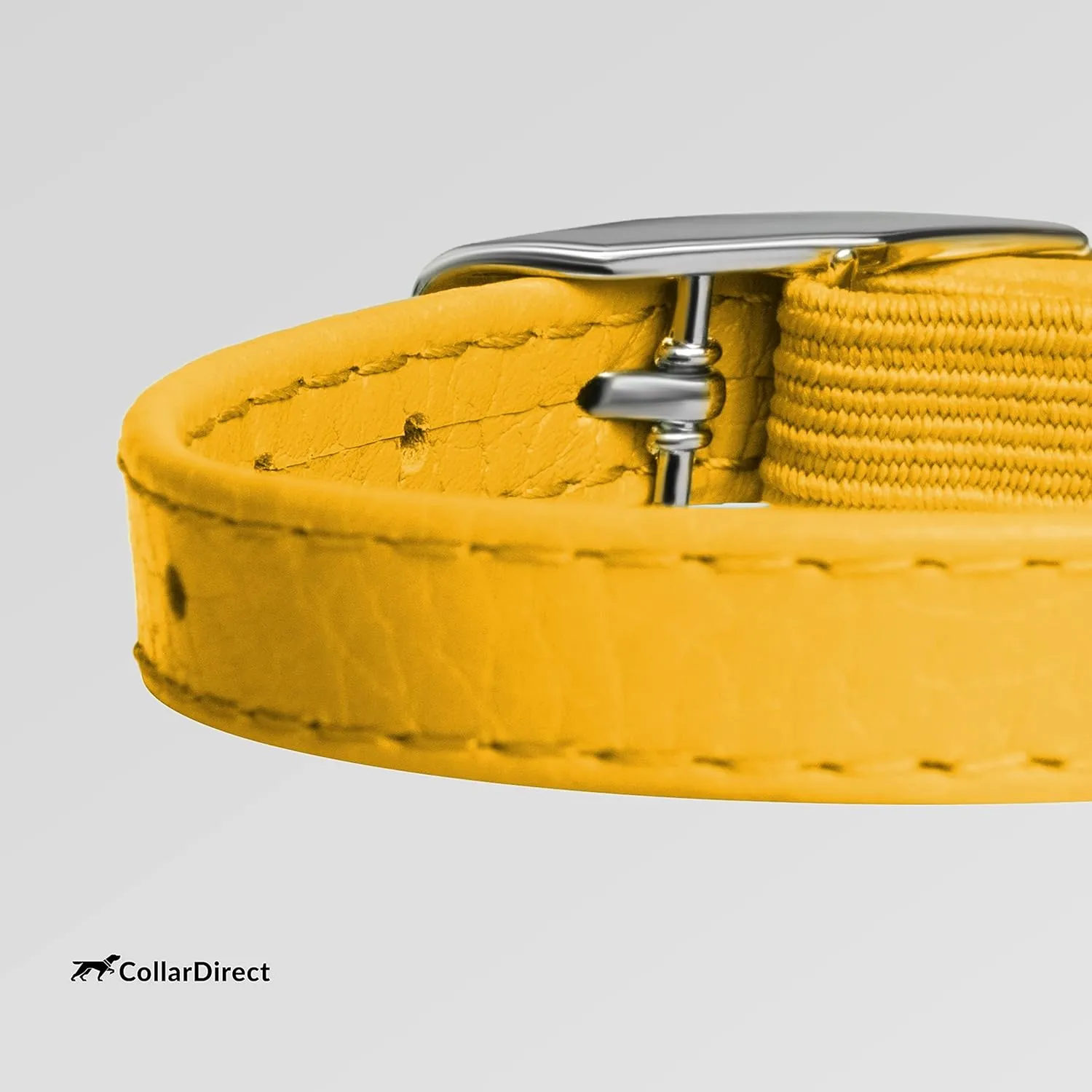 CollarDirect Leather Cat Collar with Removable Bell  Safety Kitten Collar with Elastic Strap (Yellow, 15 - 18 cm)