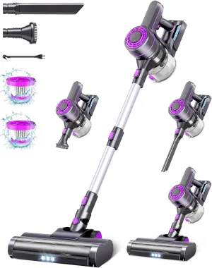 Cordless Vacuum Cleaner, 28Kpa Powerful Suction, Stick Cordless Vacuum 6 in 1, Detachable Battery Up to 40 Min Runtime, Lightweight Cordless Vacuum for Home Pet Hair Hard Floor, SilverPurple
