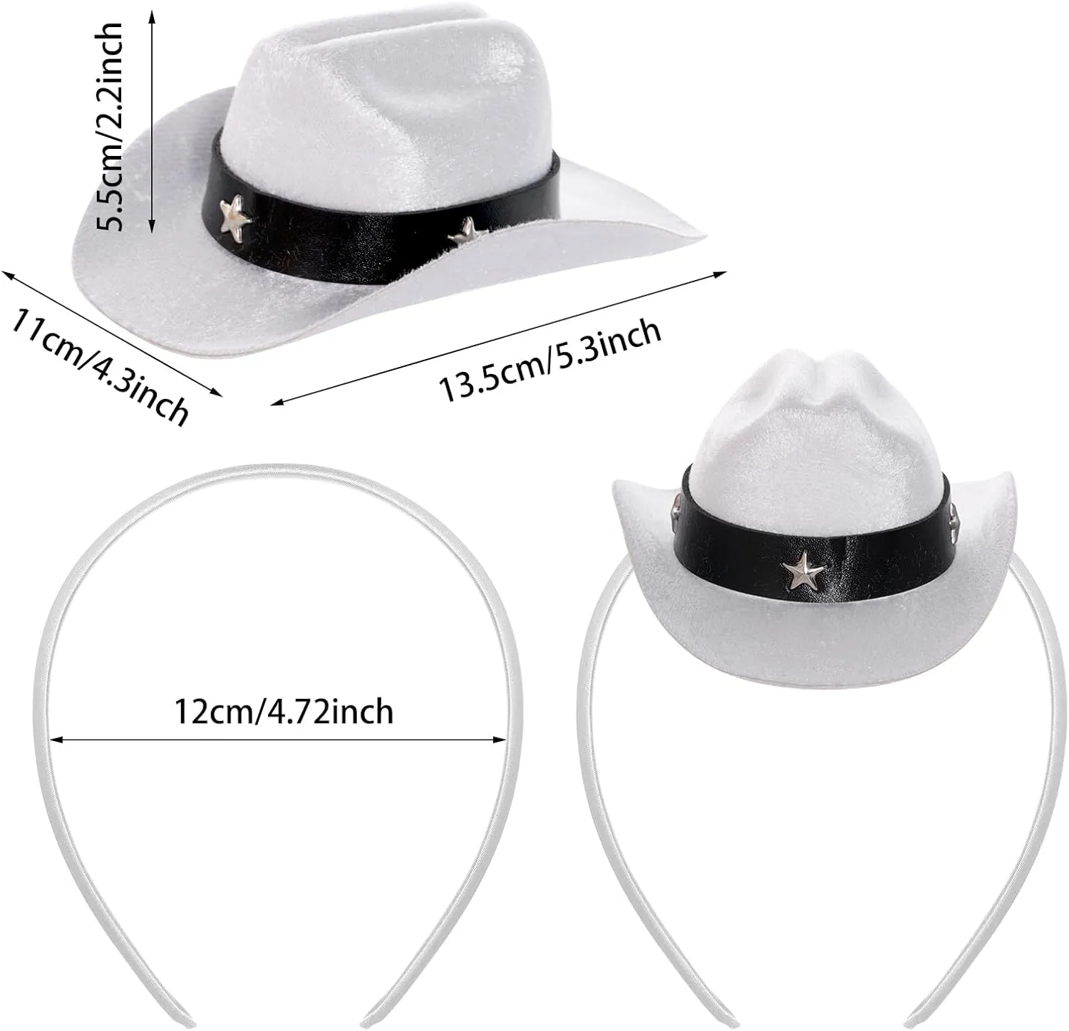 Cowboy Hat Cowgirl Mini Hat Headbands with Bandana for Women Halloween Birthday Western Party