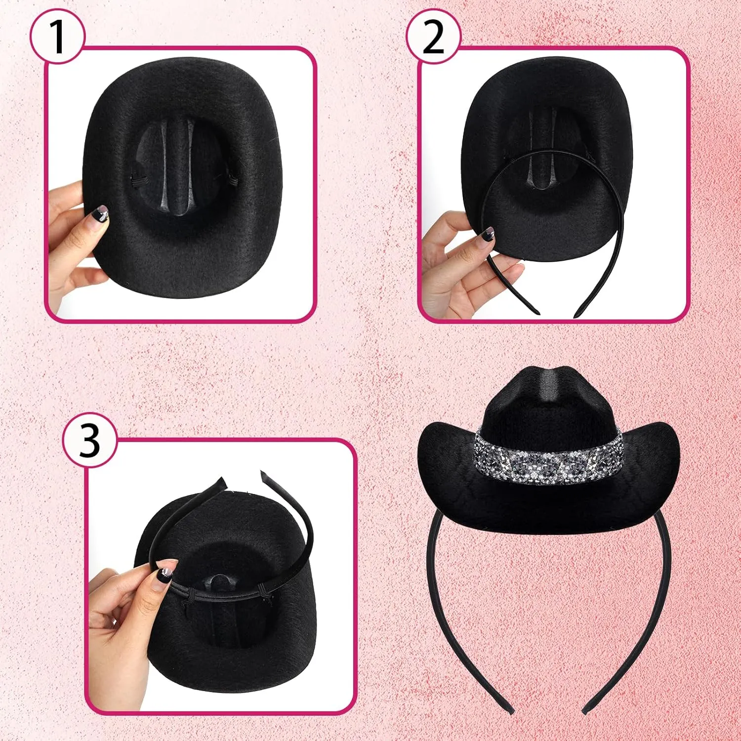 Cowboy Hat Headband Cowgirl Mini Hat Headbands with Bandana for Women Halloween Birthday Party Favor
