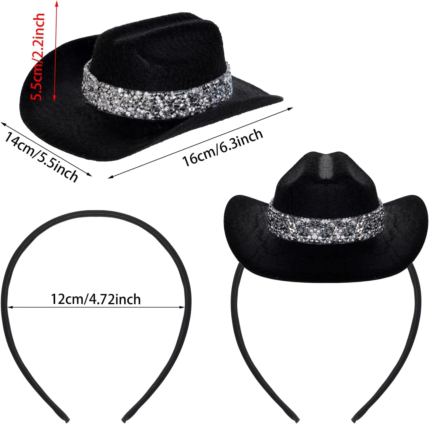 Cowboy Hat Headband Cowgirl Mini Hat Headbands with Bandana for Women Halloween Birthday Party Favor