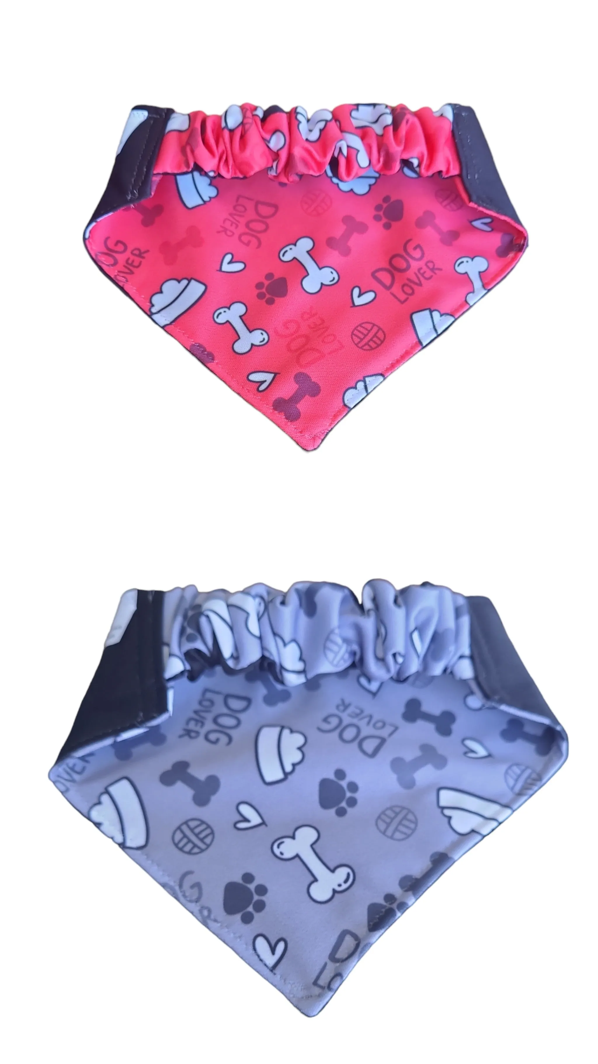 Dog Bandana  Scrunchie  - Red & Grey Bones