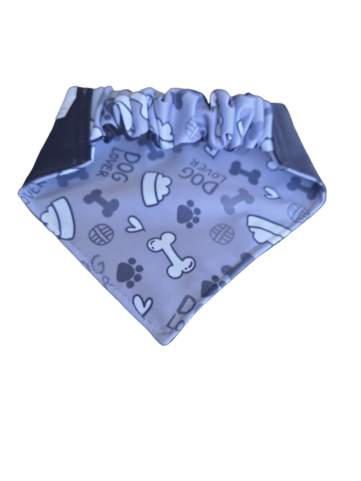 Dog Bandana  Scrunchie  - Red & Grey Bones