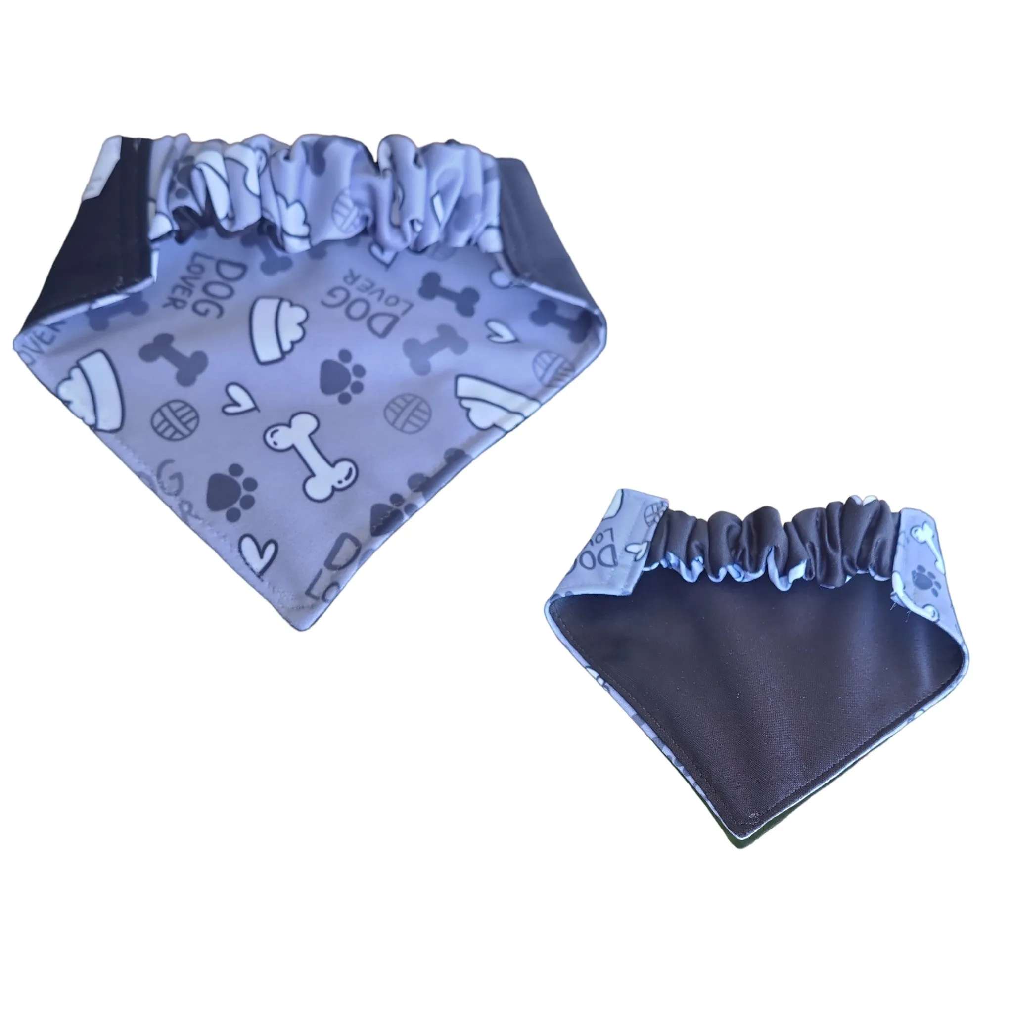 Dog Bandana  Scrunchie  - Red & Grey Bones