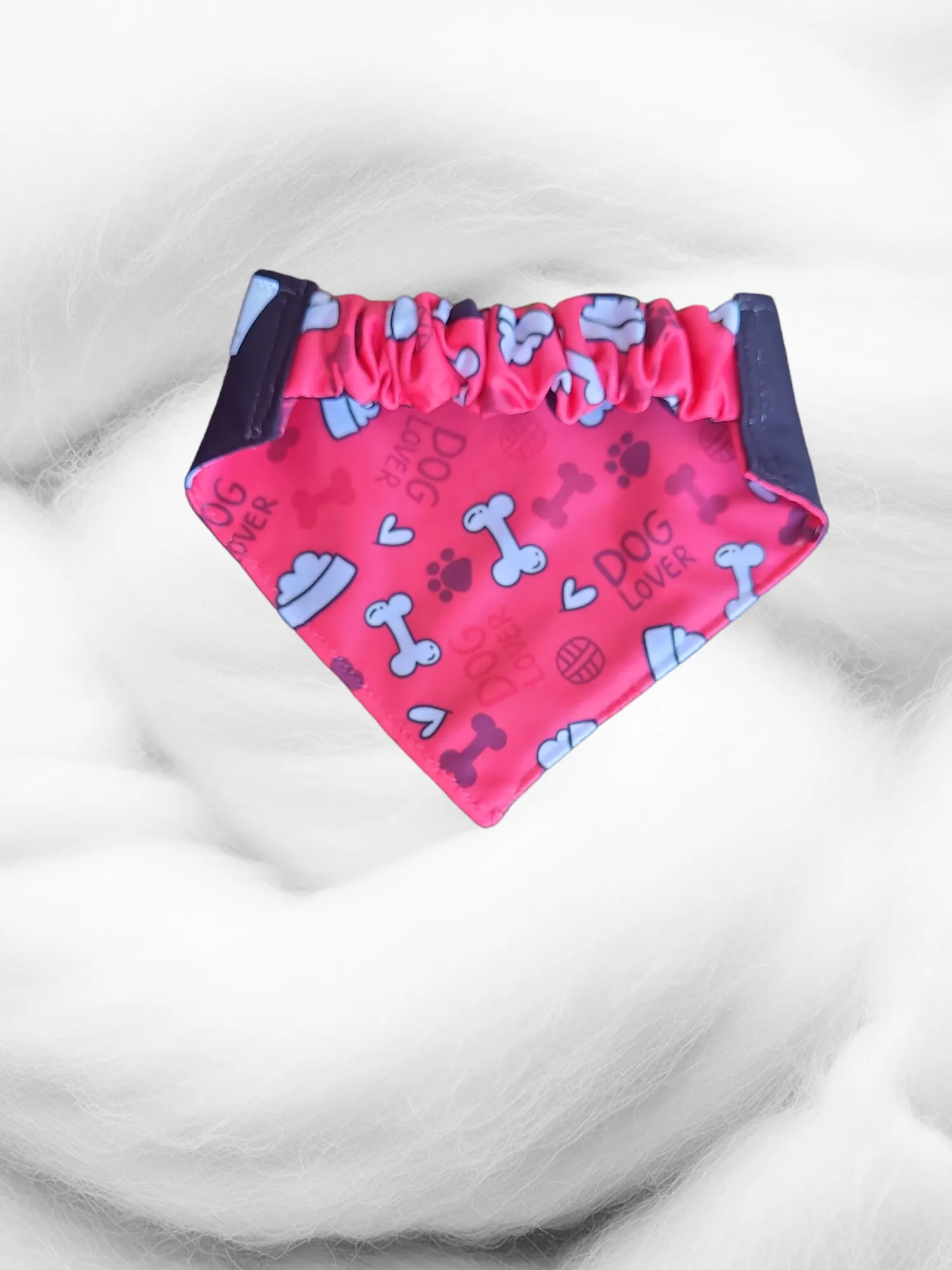 Dog Bandana  Scrunchie  - Red & Grey Bones