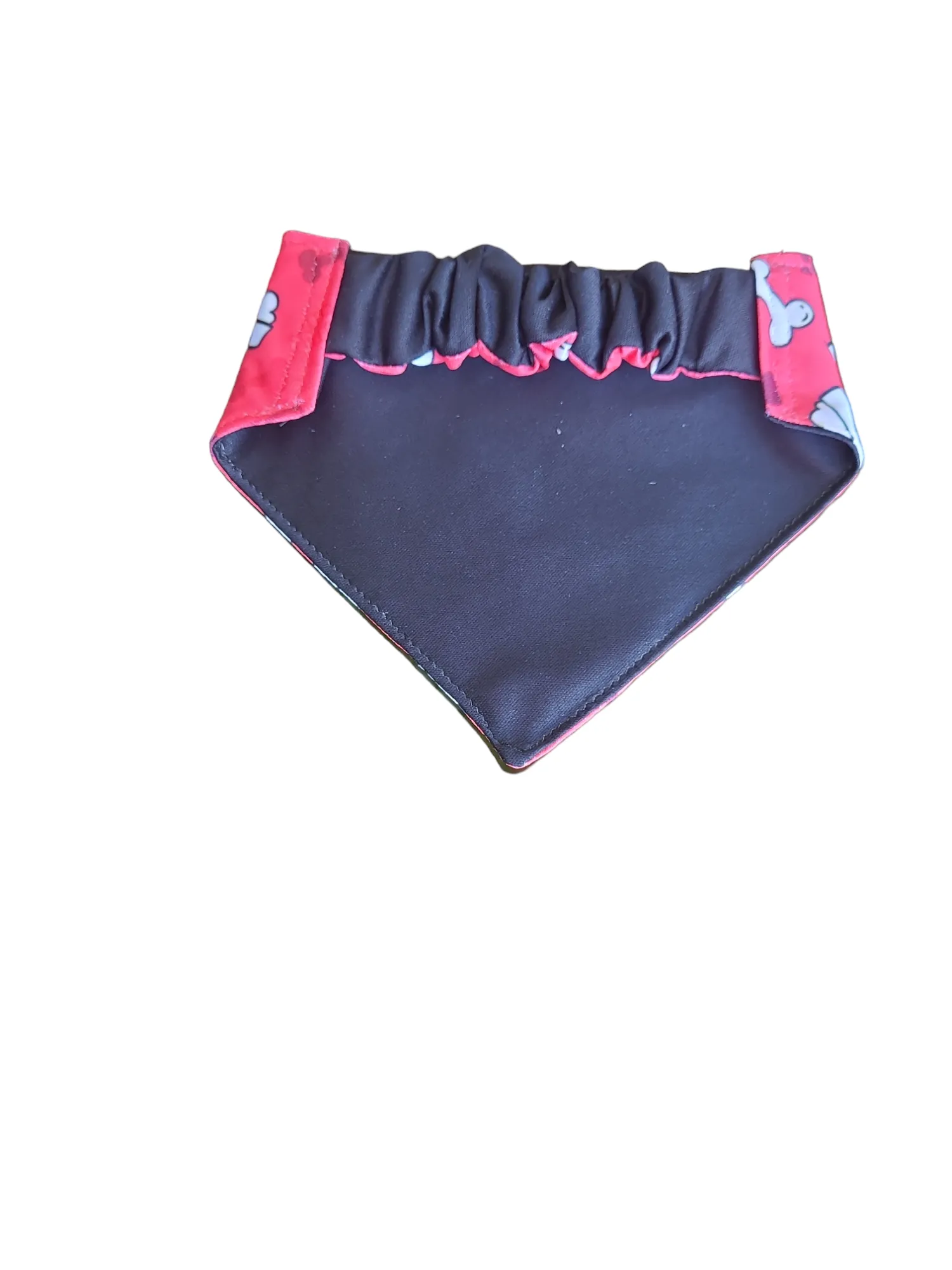 Dog Bandana  Scrunchie  - Red & Grey Bones