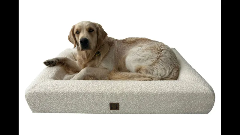 Dog Bed - Boucle Orthopedic Bed Cream - Lge 100x65cm