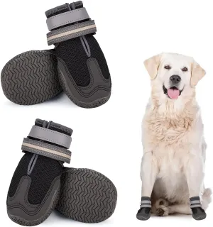 Dog Booties for Hot Pavement Summer Heat Paw Protectors Dog Shoes for Medium Large Dogs, Mesh Dog Boots with Rugged Anti-Slip Sole, Breathable Durable with Adjustable & Reflective Straps