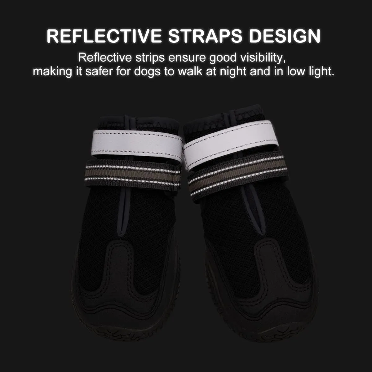 Dog Booties for Hot Pavement Summer Heat Paw Protectors Dog Shoes for Medium Large Dogs, Mesh Dog Boots with Rugged Anti-Slip Sole, Breathable Durable with Adjustable & Reflective Straps