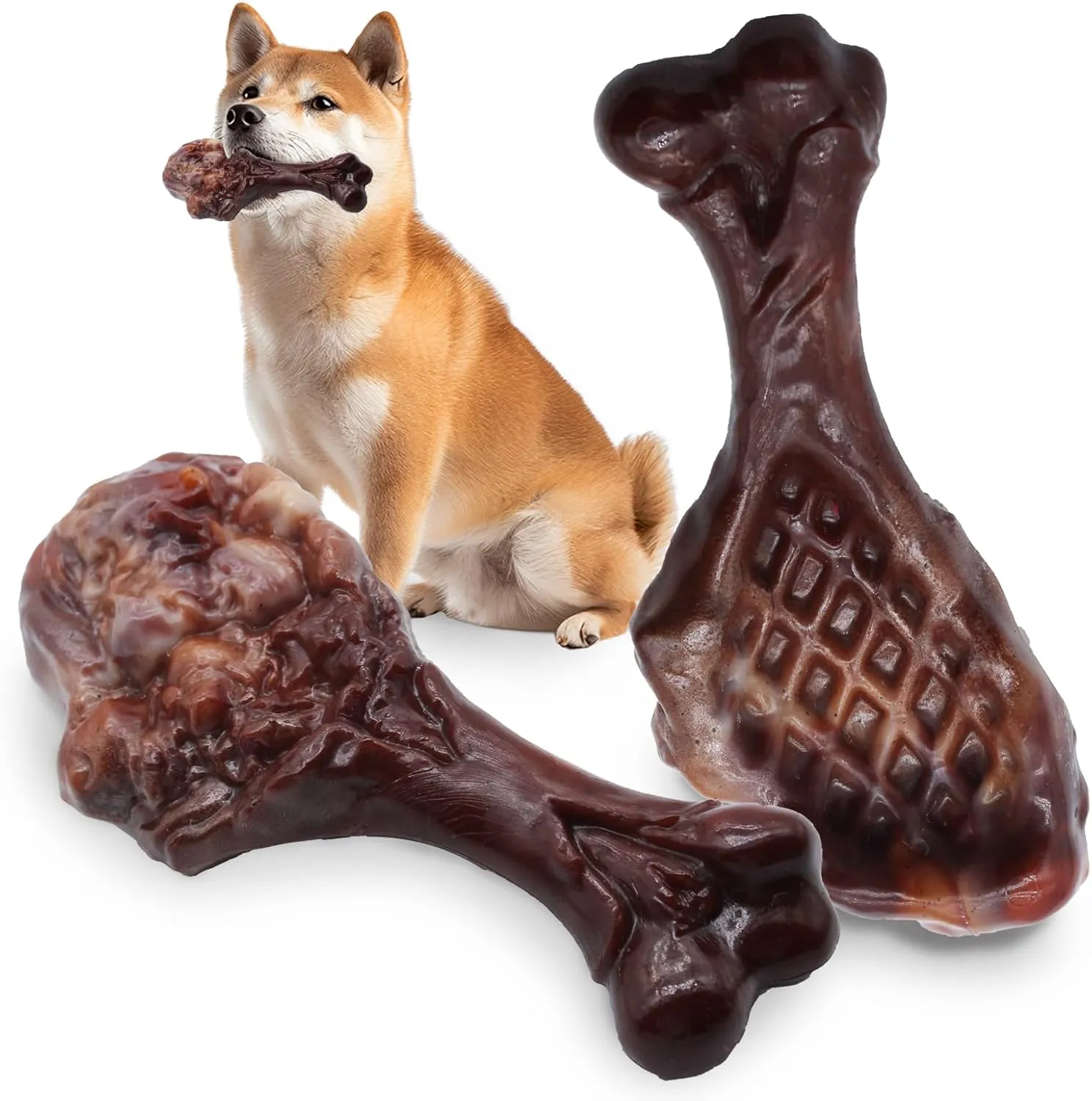 Dog Chew Toys for Aggressive Chewers, Indestructible Dog Toy for for Medium/Large Breed, Tough Nylon Teething Bone Toy to Keep Them Busy,Bacon and Real Beef Flavor (Bacon Flavor, 1 Pack)