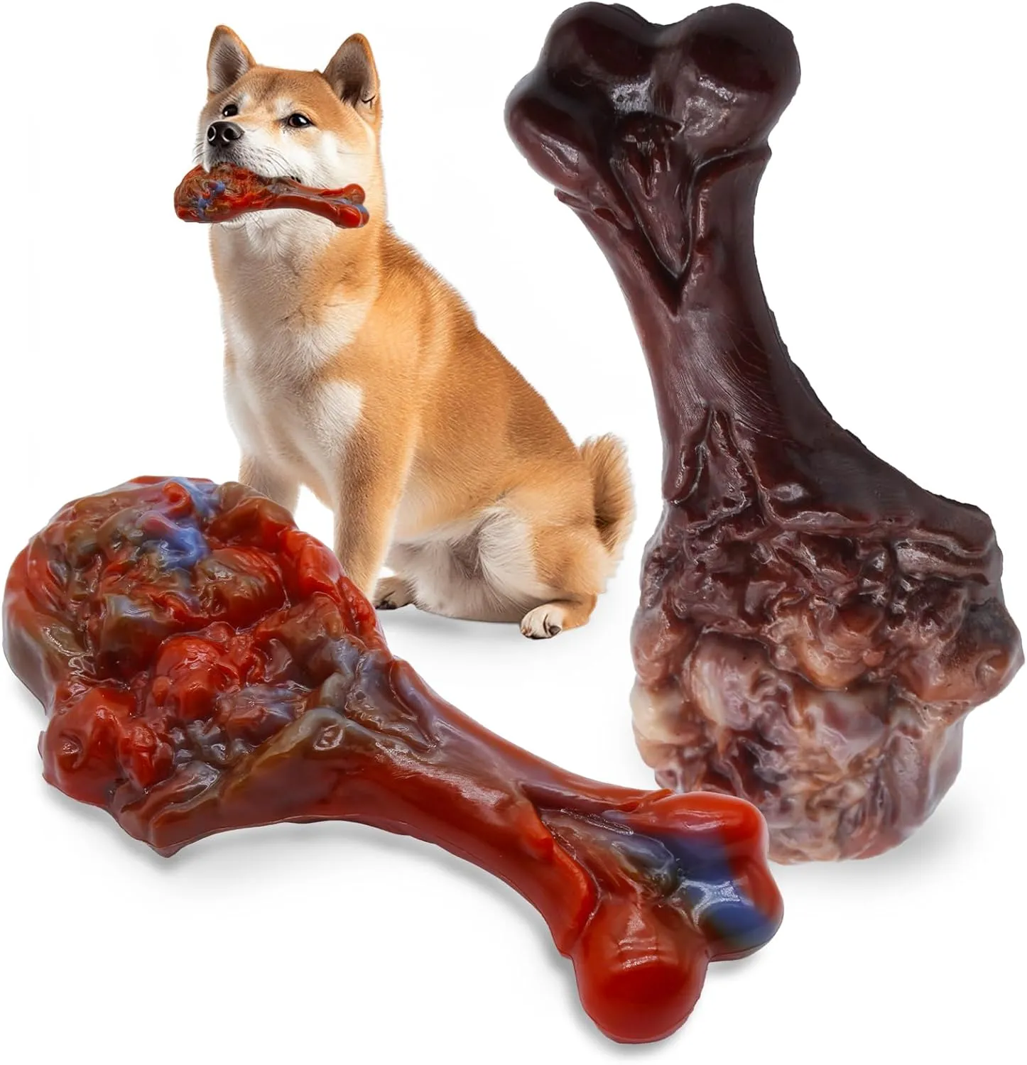 Dog Chew Toys for Aggressive Chewers, Indestructible Dog Toy for for Medium/Large Breed, Tough Nylon Teething Bone Toy to Keep Them Busy,Bacon and Real Beef Flavor (Beef Bacon Flavor, 2 Pack)