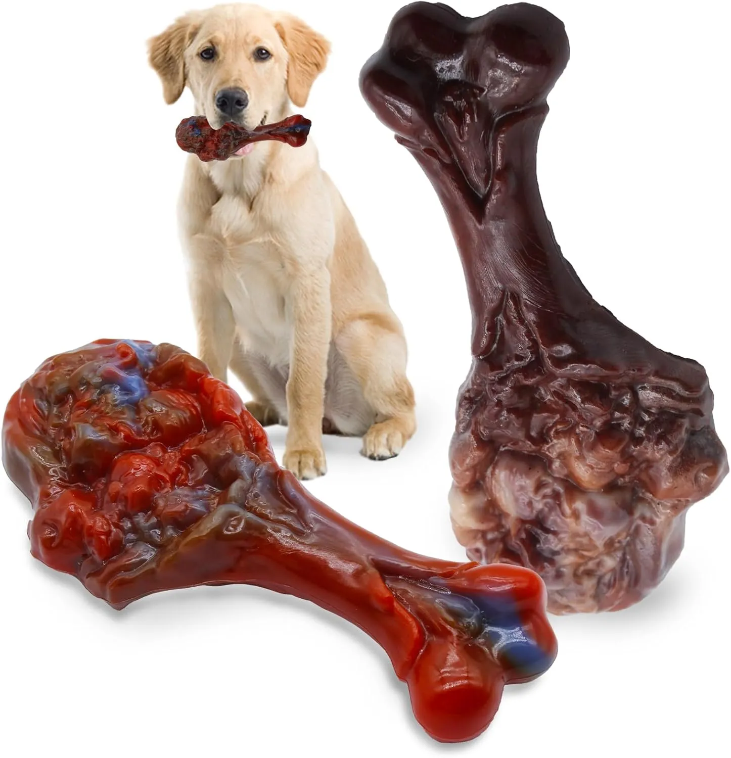 Dog Chew Toys for Aggressive Chewers, Indestructible Dog Toy for for Medium/Large Breed, Tough Nylon Teething Bone Toy to Keep Them Busy,Bacon and Real Beef Flavor (Beef Bacon Flavor, 2 Pack)