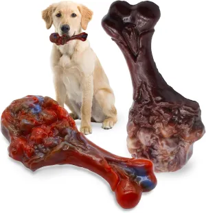 Dog Chew Toys for Aggressive Chewers, Indestructible Dog Toy for for Medium/Large Breed, Tough Nylon Teething Bone Toy to Keep Them Busy,Bacon and Real Beef Flavor (Beef Bacon Flavor, 2 Pack)