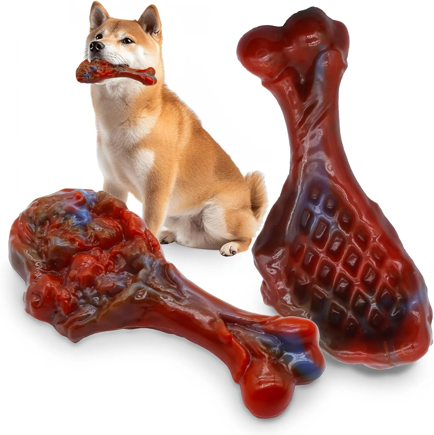 Dog Chew Toys for Aggressive Chewers, Indestructible Dog Toy for for Medium/Large Breed, Tough Nylon Teething Bone Toy to Keep Them Busy,Bacon and Real Beef Flavor (Beef Flavor, 1 Pack)