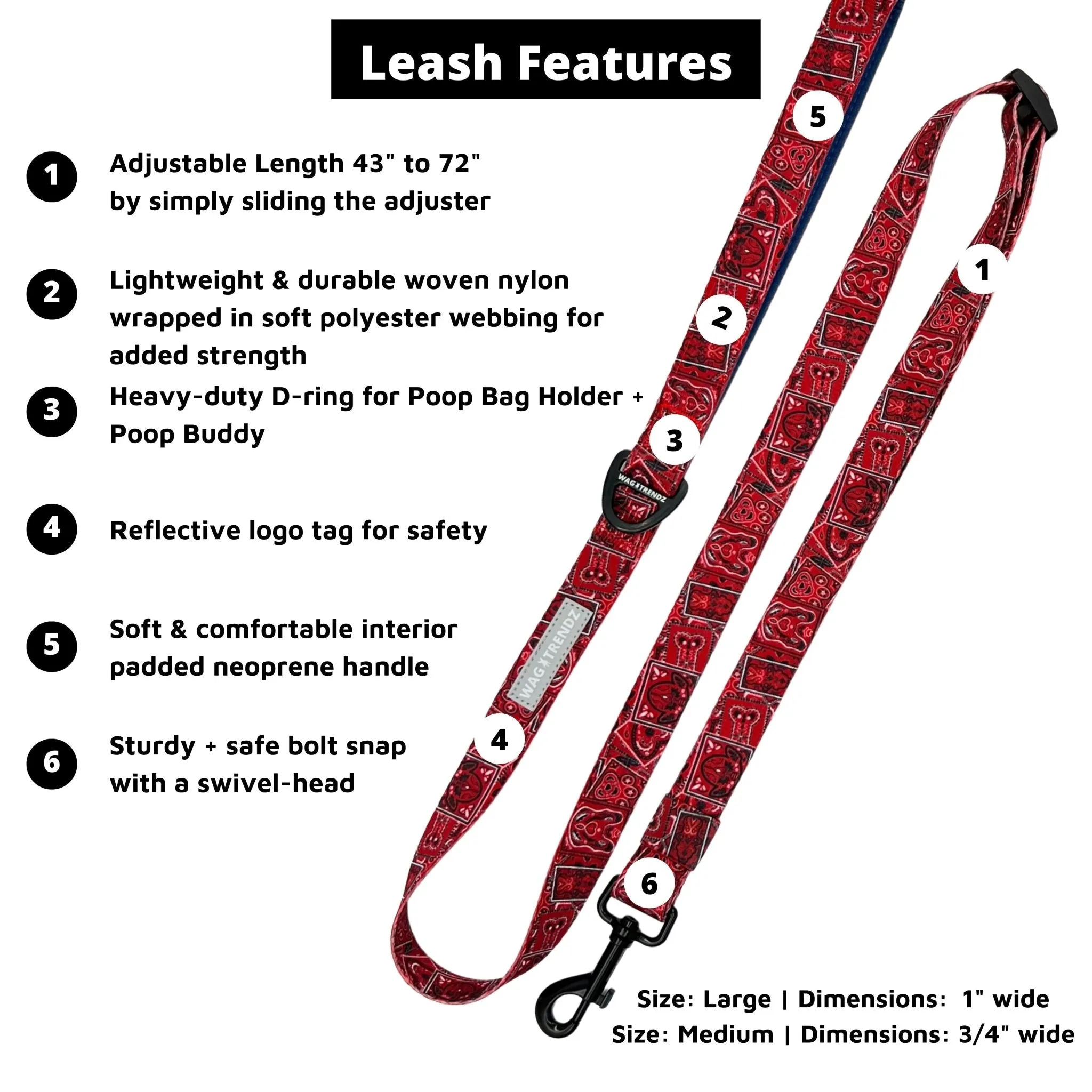 Dog Harness and Leash Set | Bandana Boujee Red