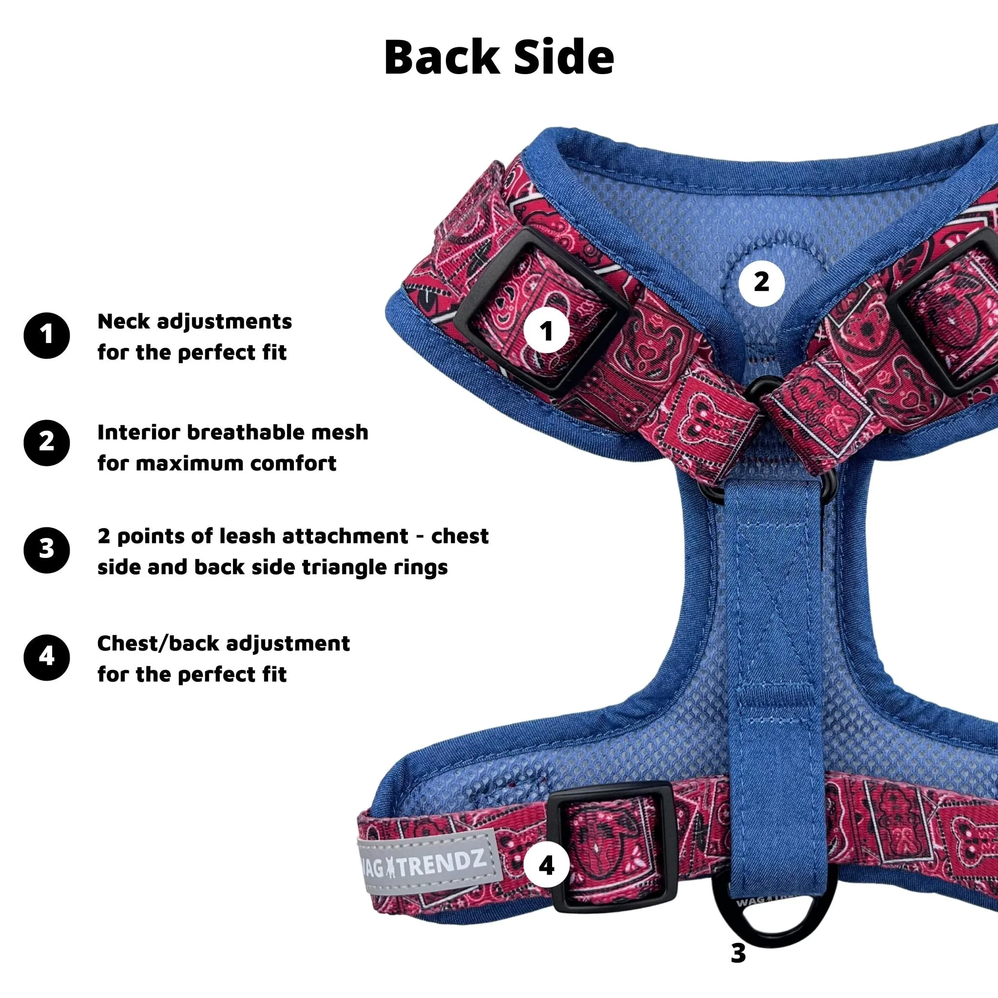 Dog Harness and Leash Set | Bandana Boujee Red