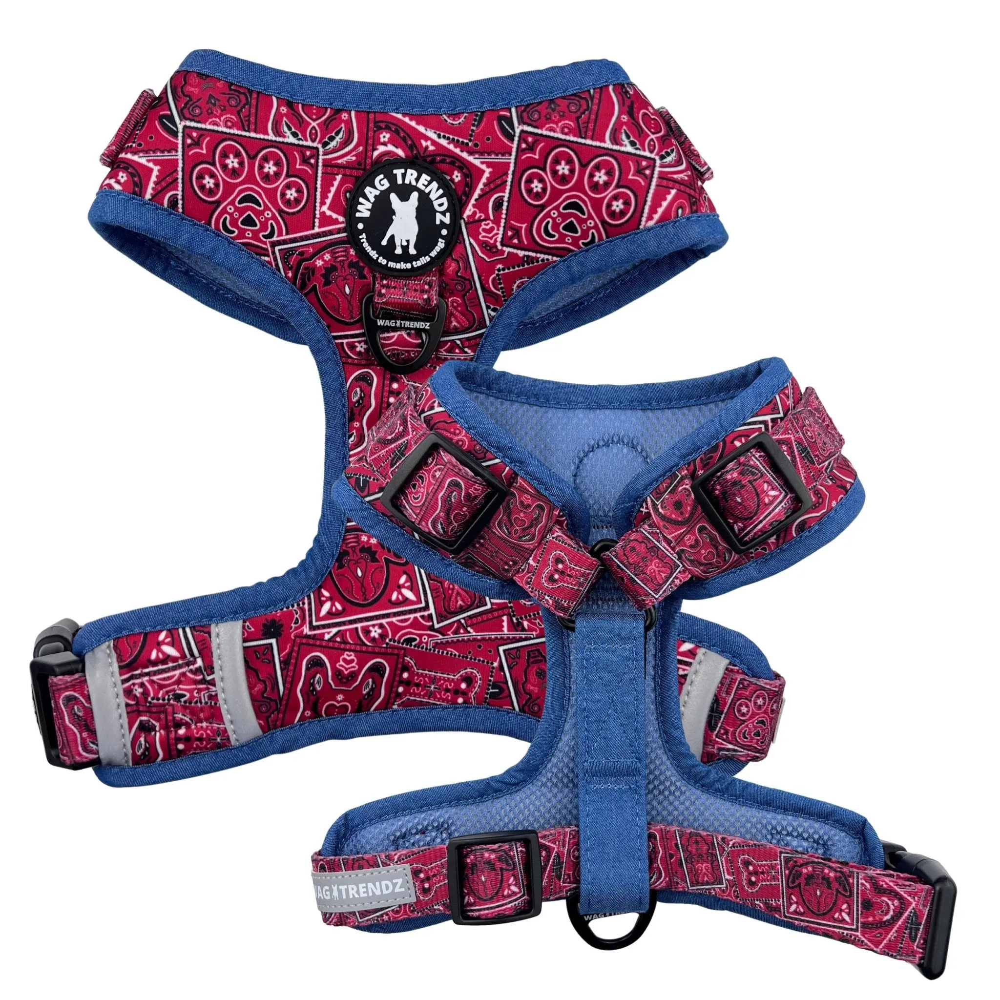 Dog Harness and Leash Set | Bandana Boujee Red