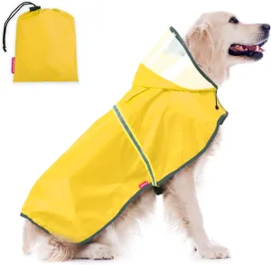 Dog Raincoat - Adjustable Waterproof Dog Rain Jacket with Clear Hooded - Lightweight Reflective Rain Jacket Poncho Hoodies for Large Medium Small Dogs Puppies (Yellow, Medium)