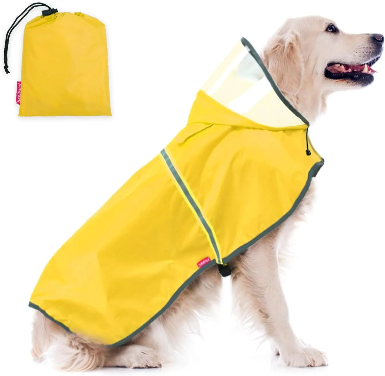 Dog Raincoat - Adjustable Waterproof Dog Rain Jacket with Clear Hooded - Lightweight Reflective Rain Jacket Poncho Hoodies for Large Medium Small Dogs Puppies (Yellow, Medium)