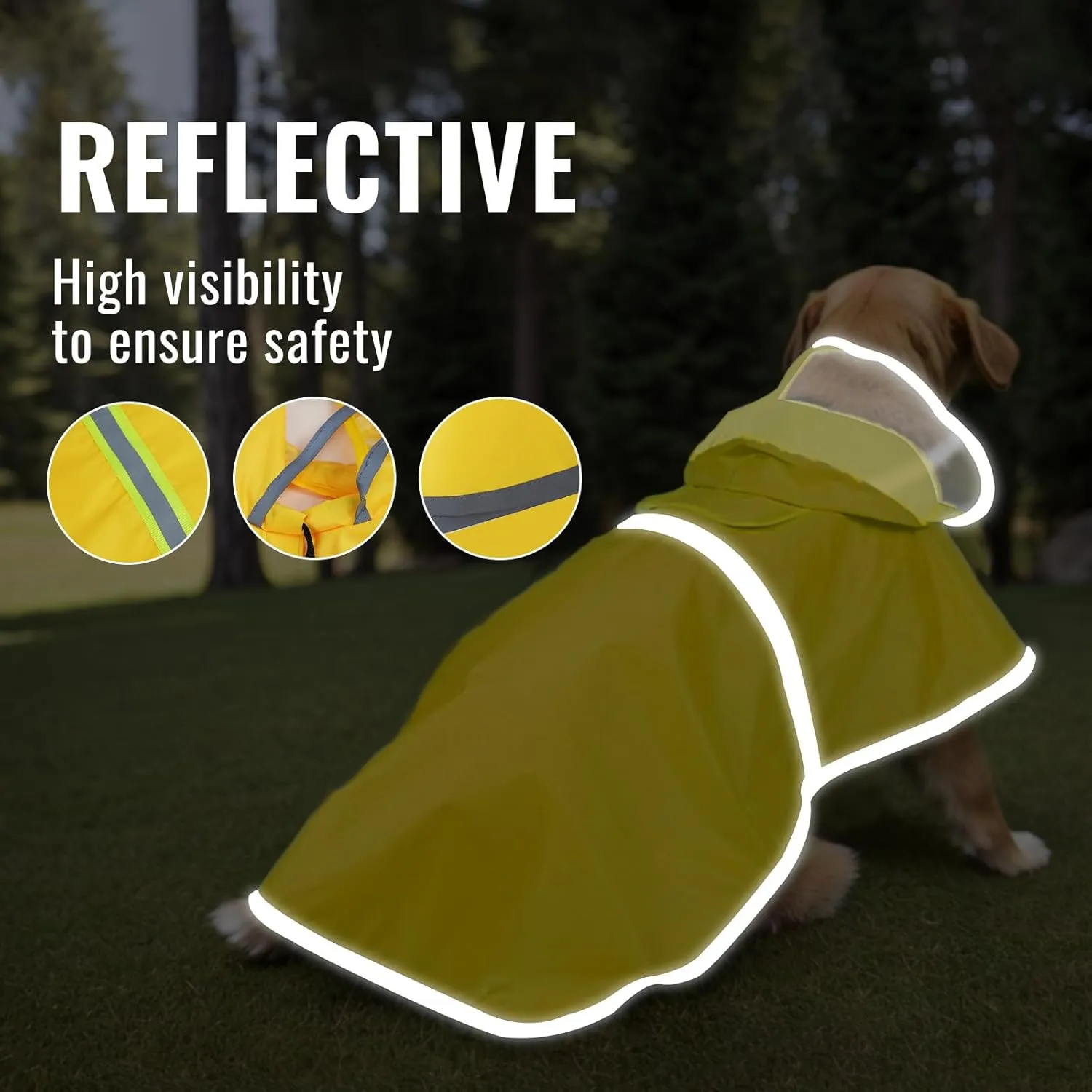 Dog Raincoat - Adjustable Waterproof Dog Rain Jacket with Clear Hooded - Lightweight Reflective Rain Jacket Poncho Hoodies for Large Medium Small Dogs Puppies (Yellow, Medium)