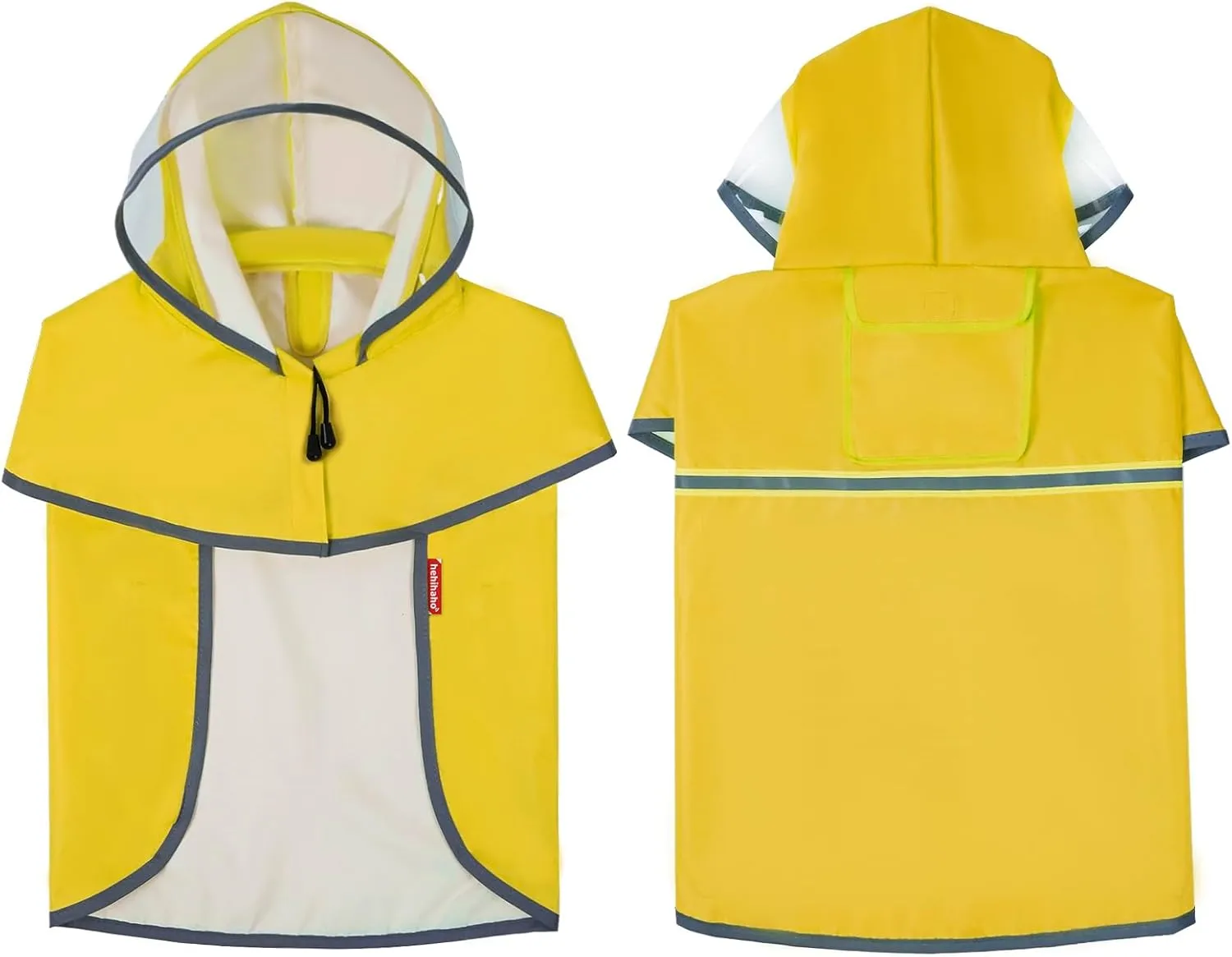 Dog Raincoat - Adjustable Waterproof Dog Rain Jacket with Clear Hooded - Lightweight Reflective Rain Jacket Poncho Hoodies for Large Medium Small Dogs Puppies (Yellow, Medium)
