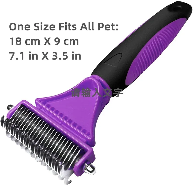 Dual-Sided Pet Grooming Brush for Dogs and Cats - Stainless Steel Undercoat Rake for Dematting and Detangling