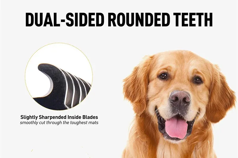 Dual-Sided Pet Grooming Brush for Dogs and Cats - Stainless Steel Undercoat Rake for Dematting and Detangling