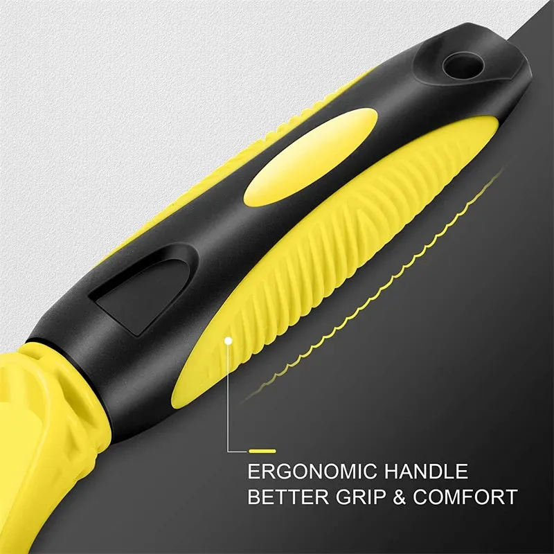 Dual-Sided Pet Grooming Brush for Dogs and Cats - Stainless Steel Undercoat Rake for Dematting and Detangling