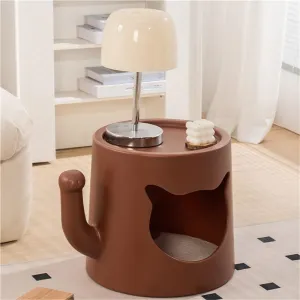 End Table with Cat Bed, Multifunctional Nightstand, Modern Side Table with Hidden Cat Bed, Living Room Corner Tables, Coffee Table for Living Room or Bedroom(Brown)