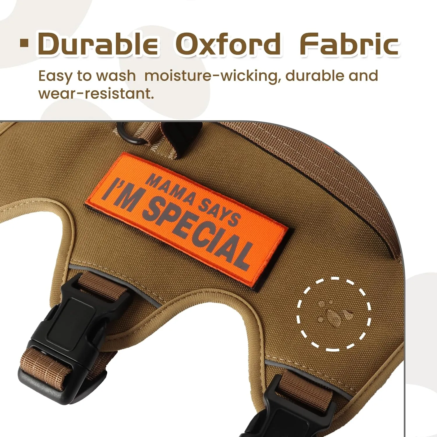 Escape Proof Dog Harness  Night Reflective, 5-Adjustable Straps, No-Choke Design, Lift Handle & Quick Release for Large Dogs  Ideal for Walking, Hiking & Training (Khaki, Large)
