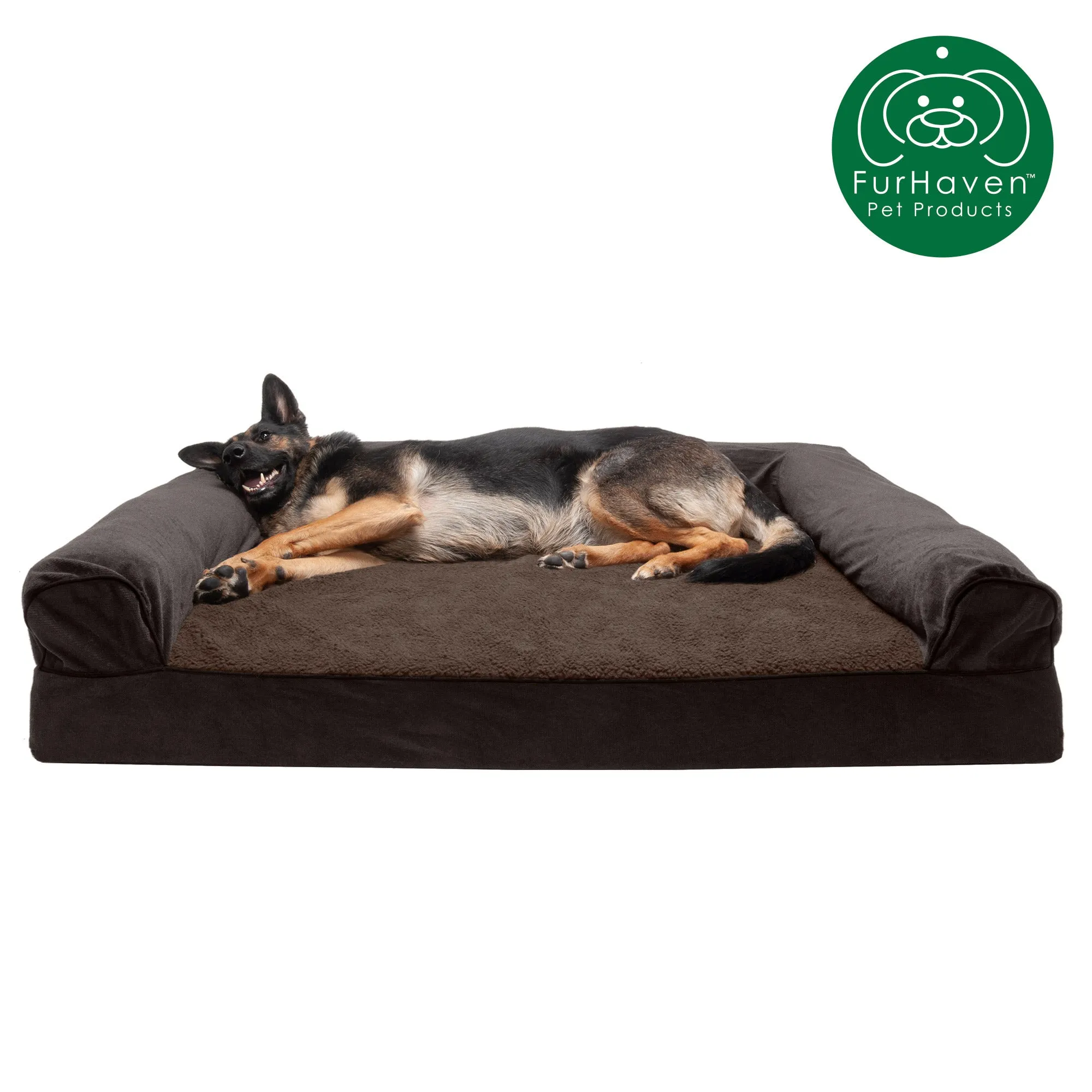 Faux Fleece & Chenille Orthopedic Sofa-Style Pet Bed