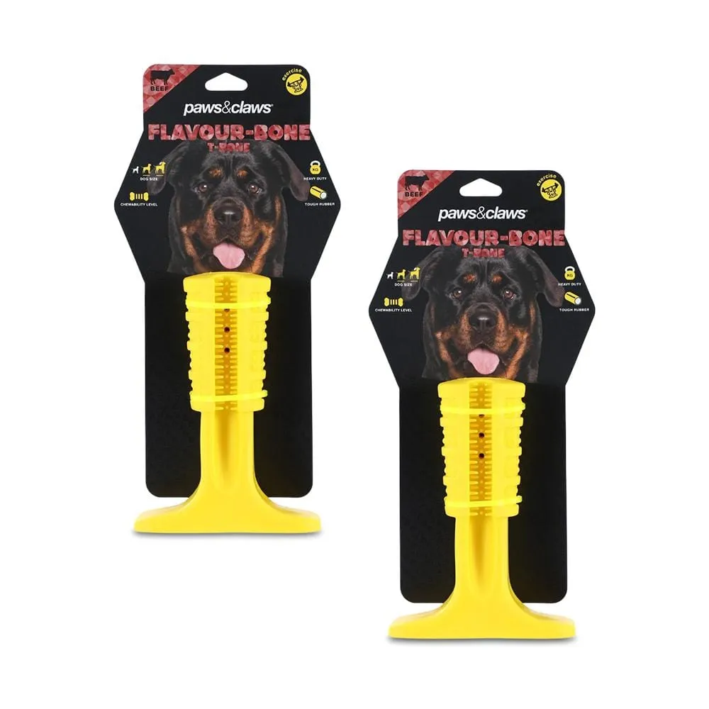 FLAVOUR-BONE T BONE _BEEF FLAVOURED RUBBER TOY 2PCS