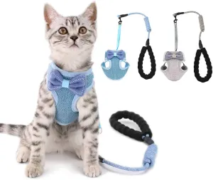 Flyan 2 Pack Cat Harness with Leash Escape Proof,Adjustable Kitten Walking Jacket,Soft Breathable Pet Vest for Kitten Puppy
