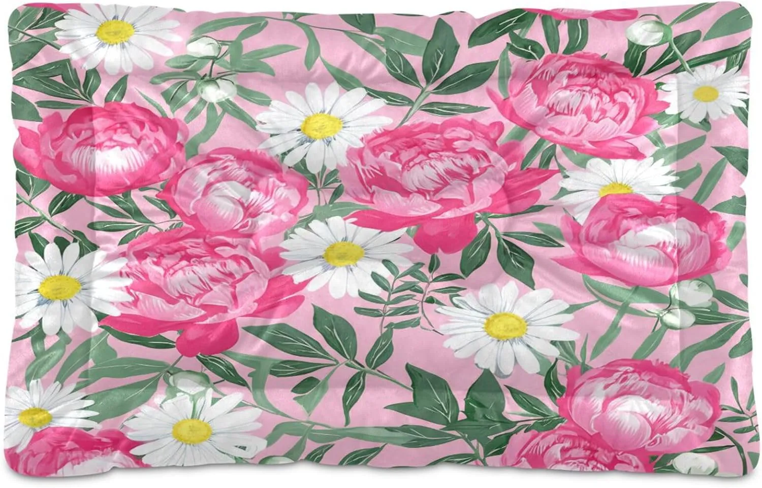 Fresh Peony Outdoor Dog Bed for Small Dogs Washable Waterproof Travel Pet Bed Mat Portable Cat Bed with Non-Slip Bottom for Indoor and Sleeping 36 x 24 Inch