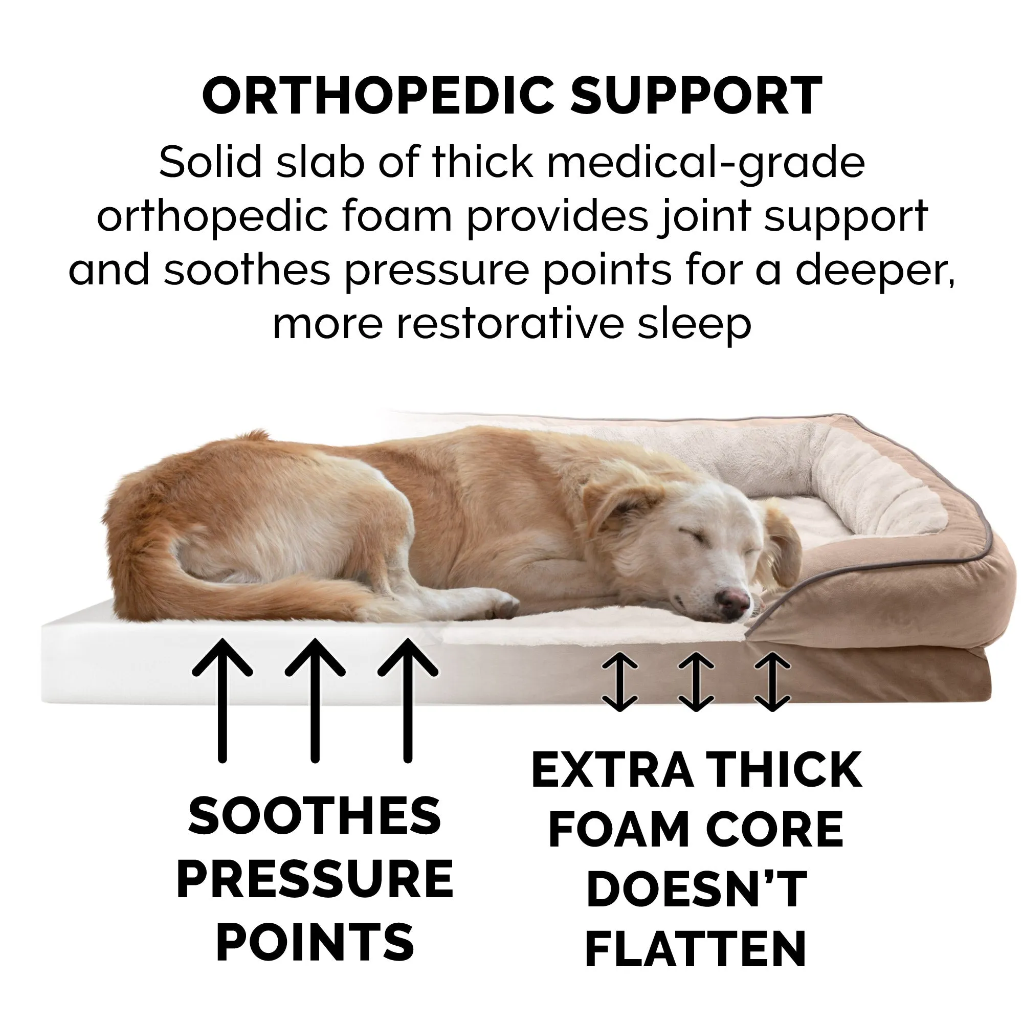 Full Support Perfect Comfort Velvet Waves Sofa-Style Pet Bed