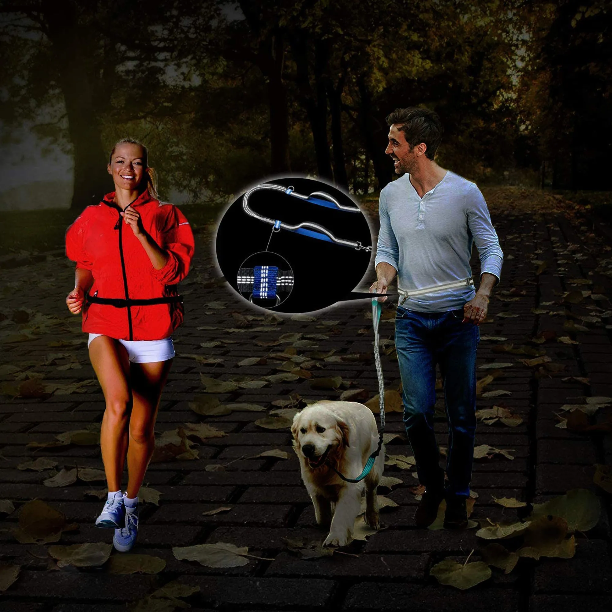GOOPAWS No Pull Hand Free Bungee Dog Leash for Hiking, Running, Black