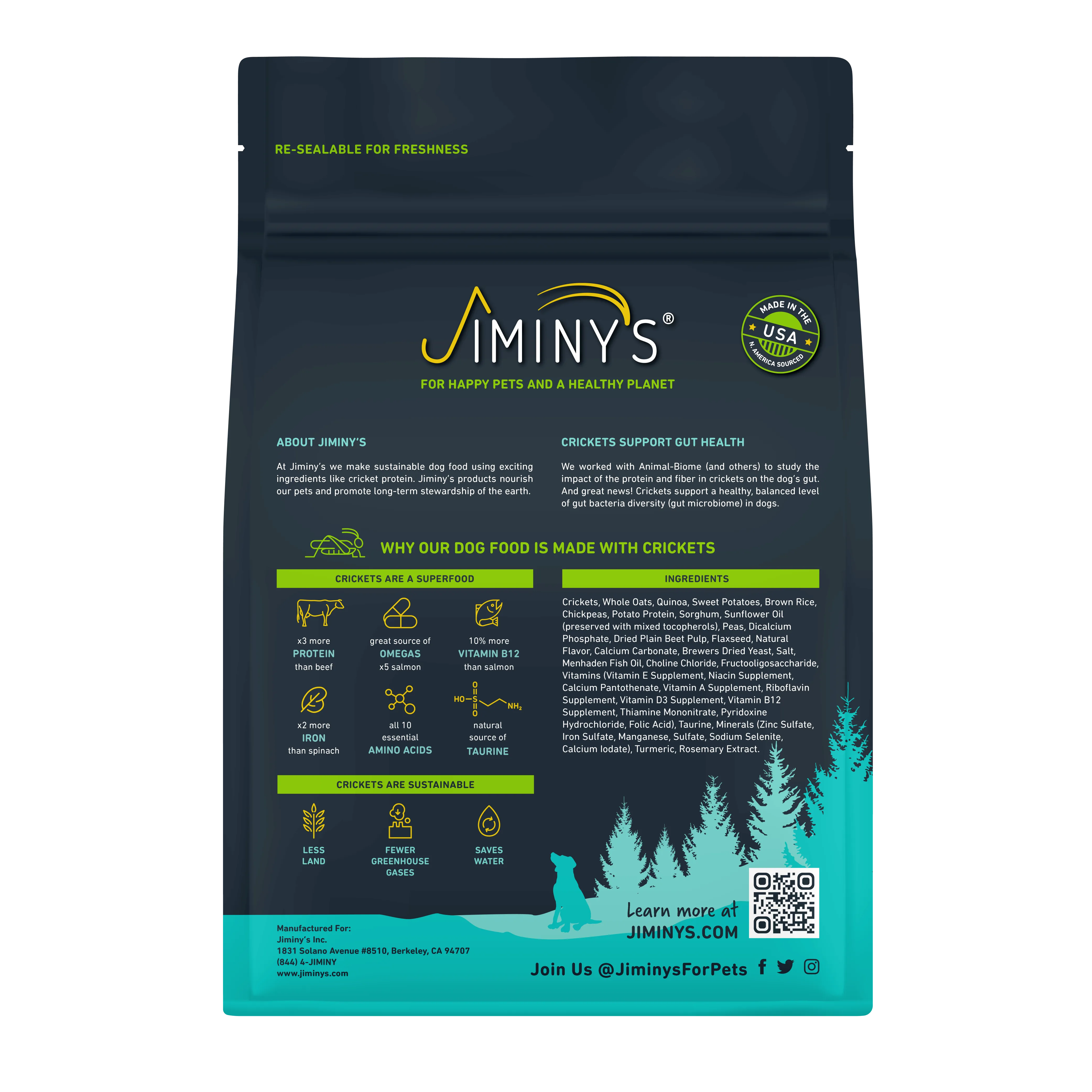 Jiminy's Cravin' Cricket Dry Dog Food, Sensitive Stomach, Improved Gut Health