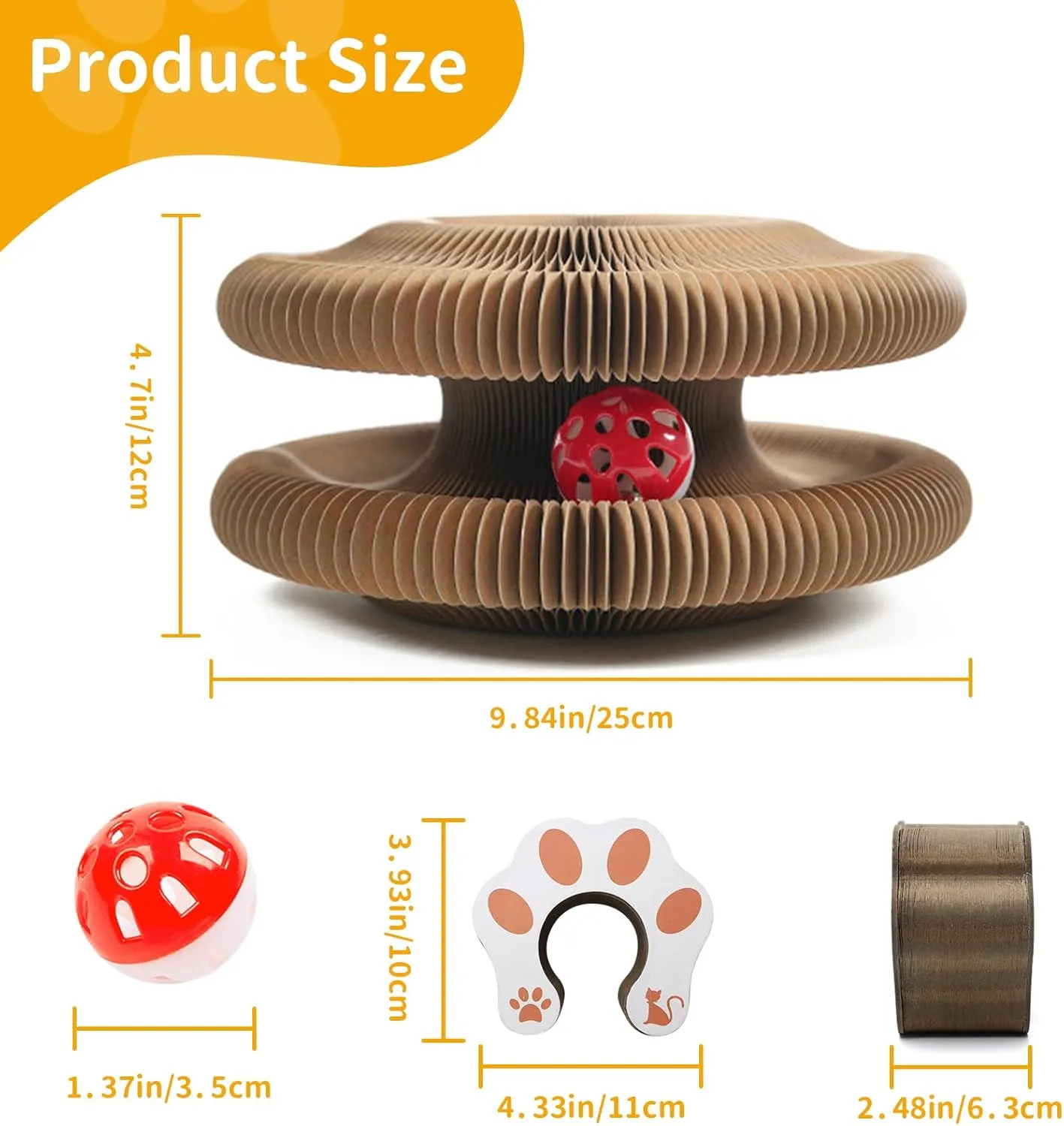 Kitty Kurlz Magic Twist Cat Toy, Collapsible & Double-Sided Infinity Design Kitten Scratching Pad, Eco-Friendly Cardboard, Long-Lasting Interactive Play Toy for Indoor Kittens, Brown
