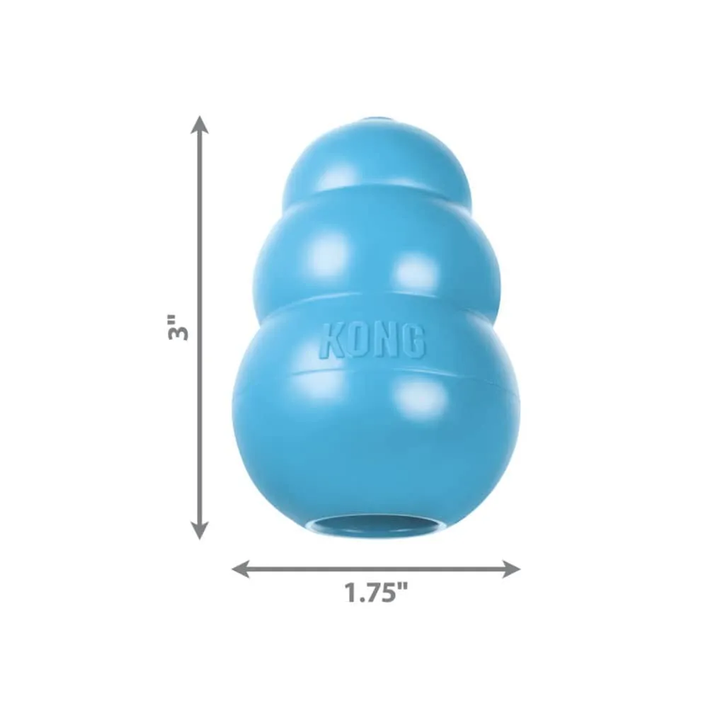 Kong Puppy Classic Fetch Chew and Chase Treat Dispensing Natural Rubber Dog Toy - Blue - Small