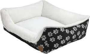 long rich Rectangle Dog Bed, Super Soft Plush Pet Bed for Indoor Cats Dogs, Reversible Polyester Dog Bed, Anti-Slip Bottom, Machine Washable (Printed Oxford Black, 23.6 x 19.7" x 7.1")